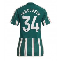 Camiseta Manchester United Donny van de Beek #34 Visitante Equipación para mujer 2023-24 manga corta